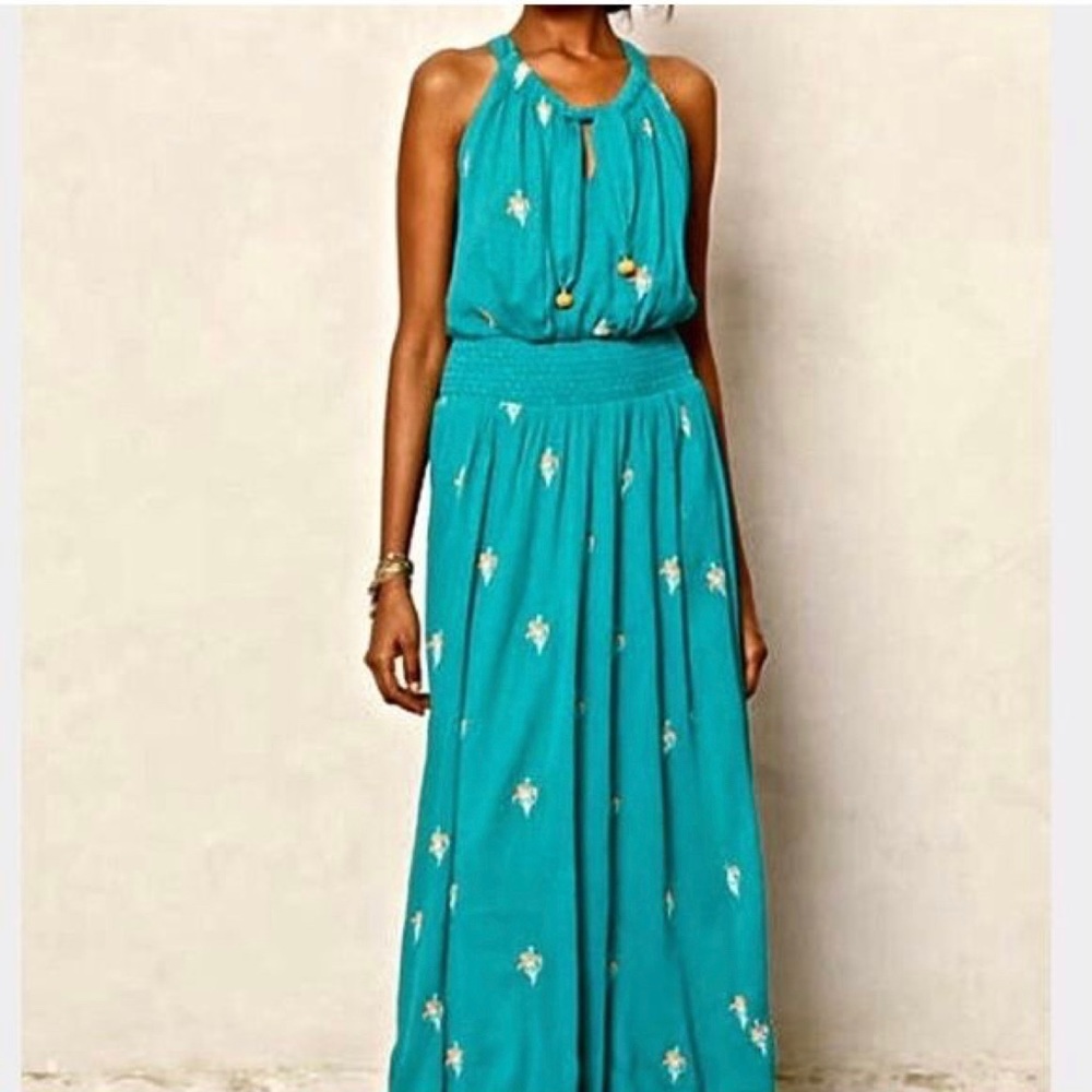 Anthropologie Floreat full length halter maxi dress. - Picture 3 of 11